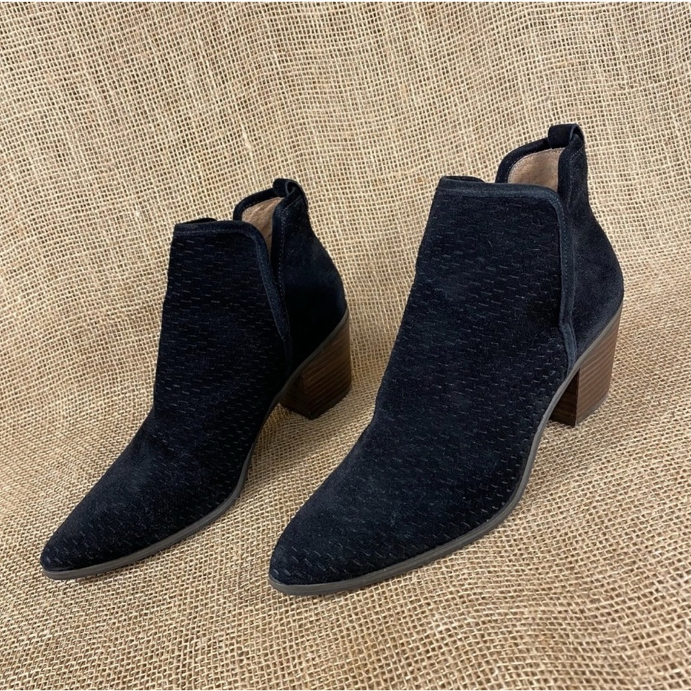 Lucky brand booties ankle boot black suede leather women 8.5M